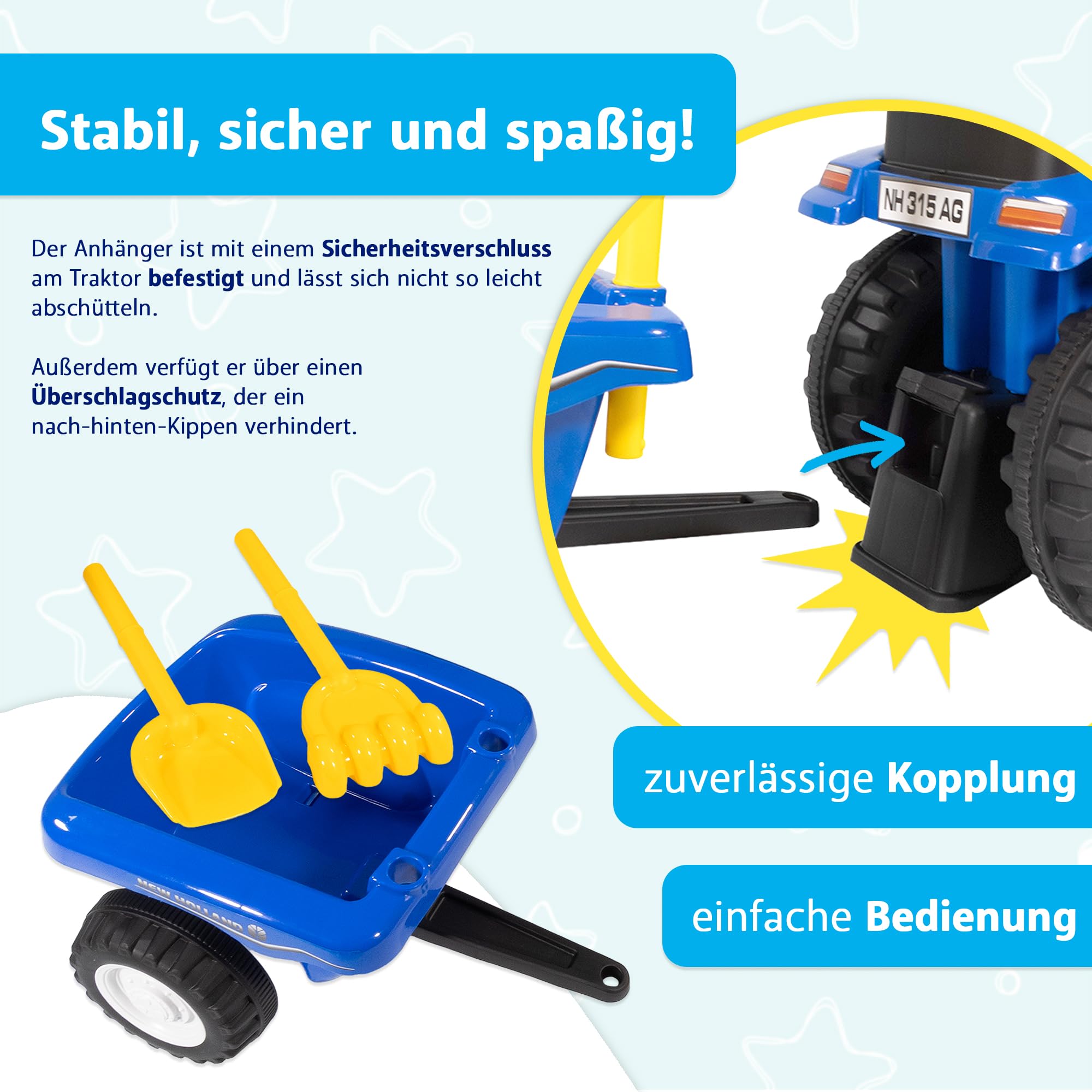 lemodo-new-holland-kindertraktor-rutschauto-ab-1-jahr-mit-anh-nger image 6