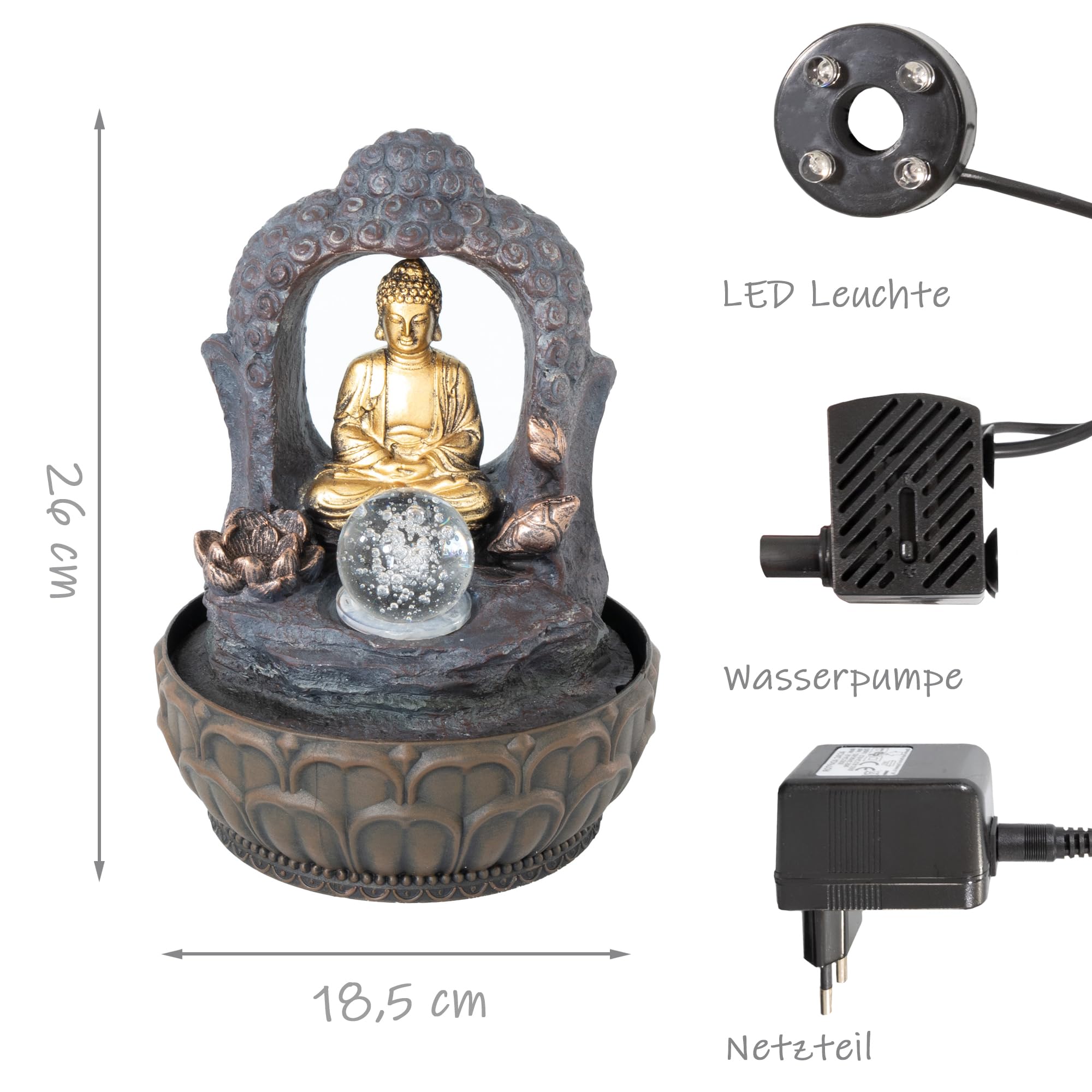 lemodo-zimmerbrunnen-buddha-mit-bogen-und-kugel-led image 2