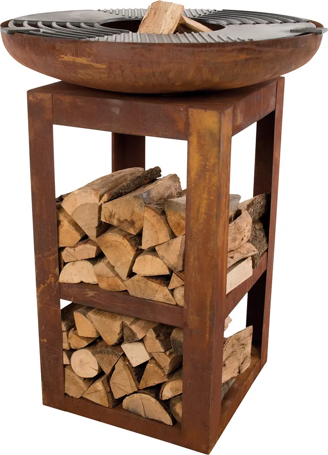 lemodo-bbgrill-trinidad-grill-plancha-feuerstelle-mit-holzablage-rost-optik image 1