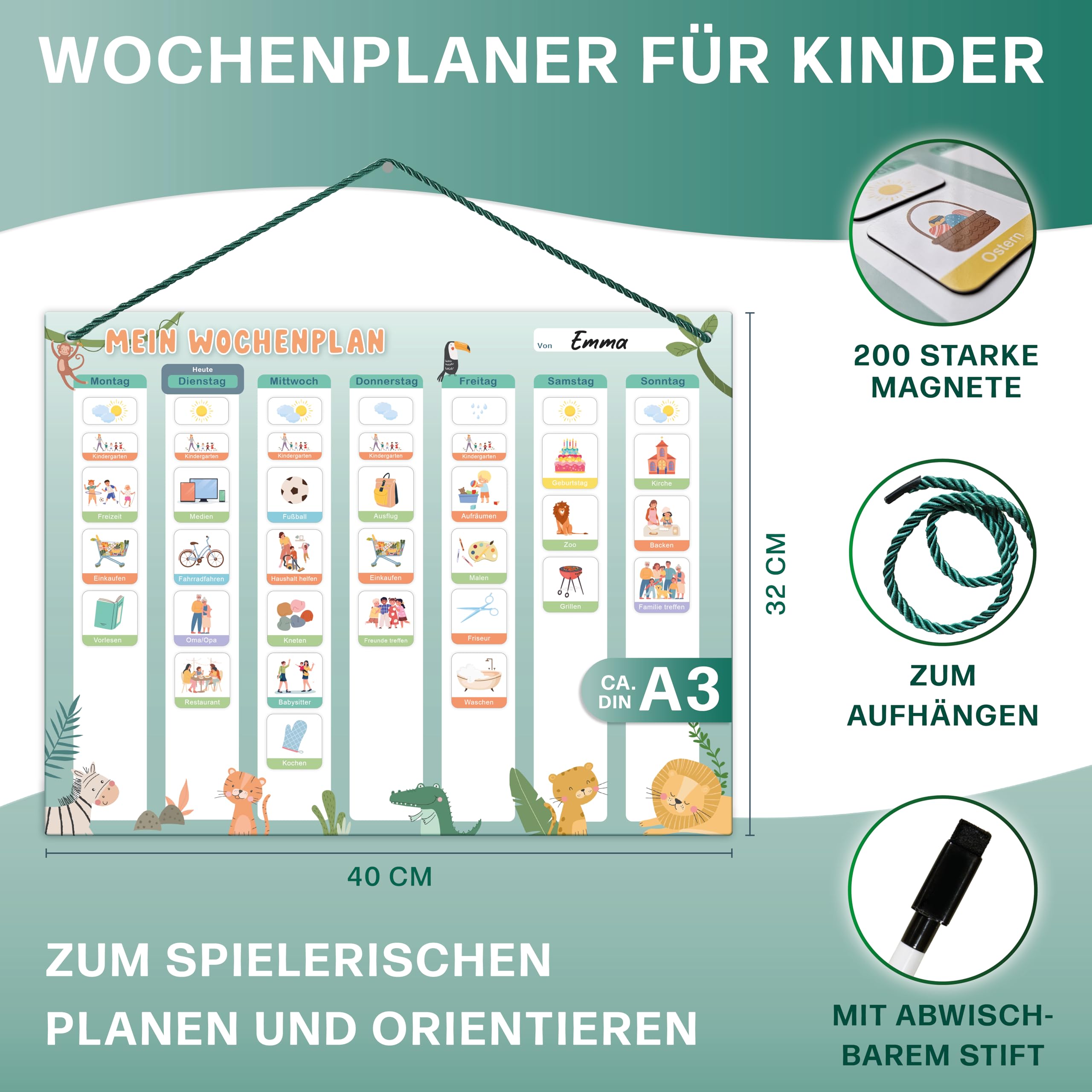 mini-mindz-wochenplaner-kinder-montessori-magnettafel-200-magnete image 2