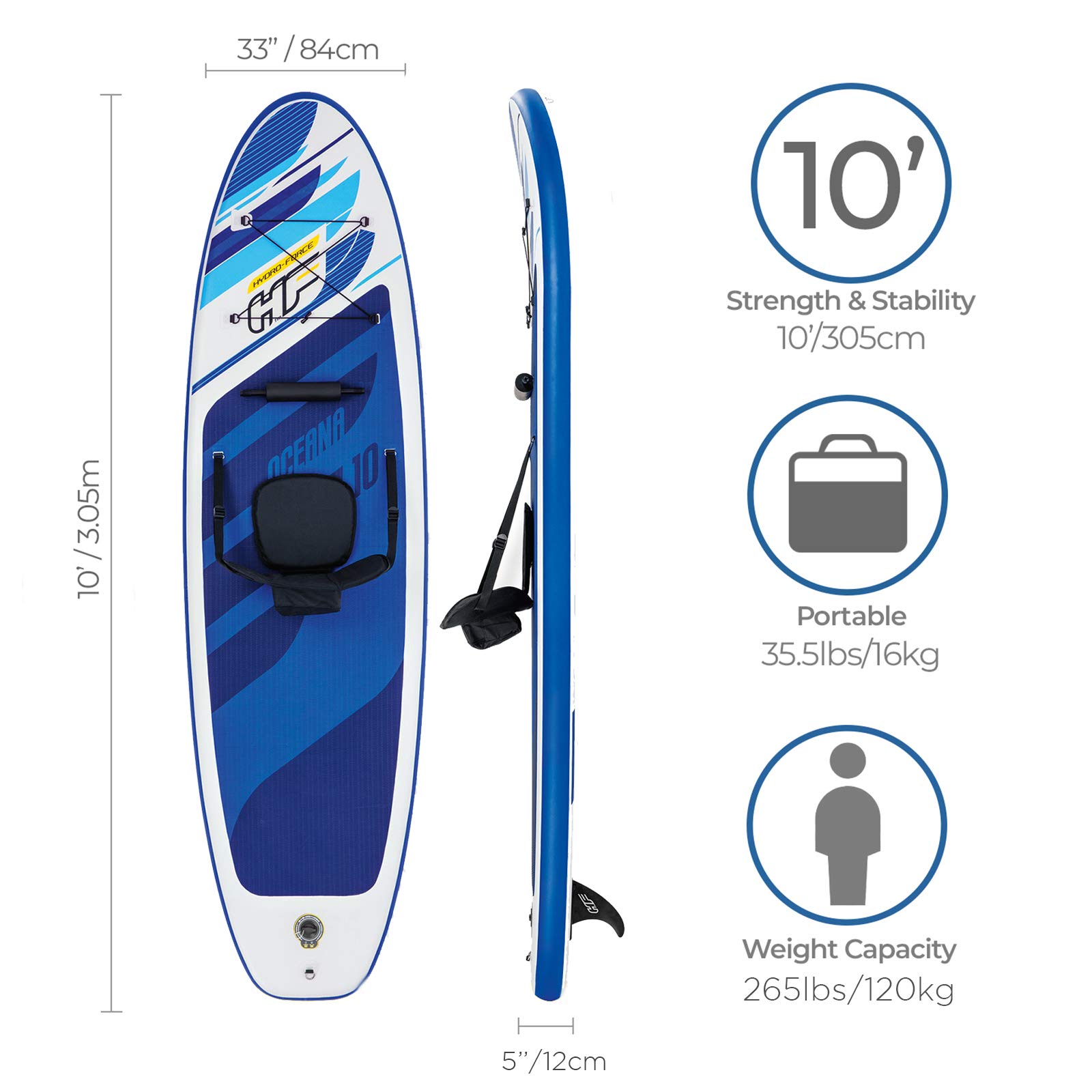 lemodo-hydro-force-sup-board-aufblasbar-305-x-84-cm-komplettset-mit-kajak-sitz image 5