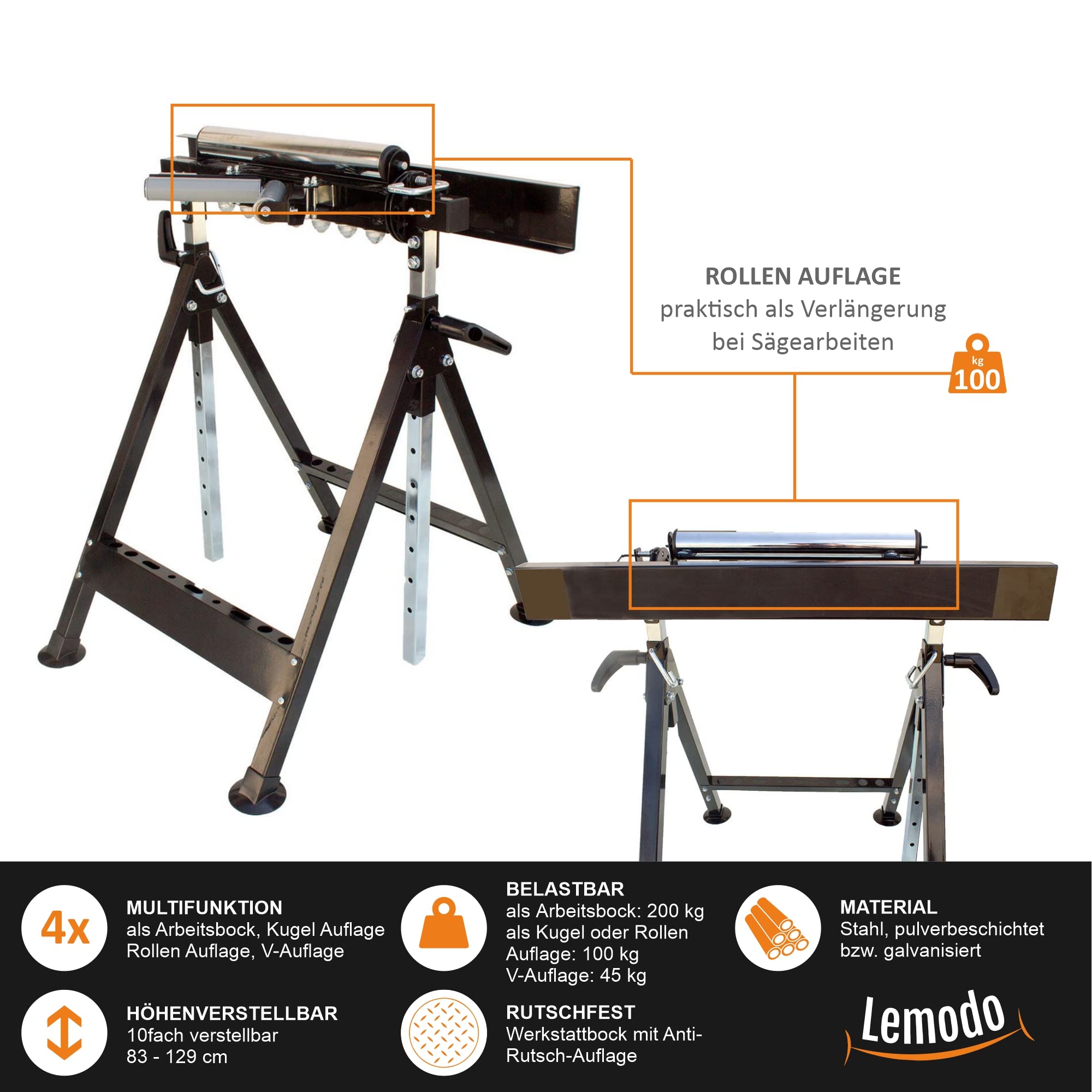 lemodo-multifunktions-arbeitsbock-4-in-1-stahl-83-129-cm-bis-200-kg image 6