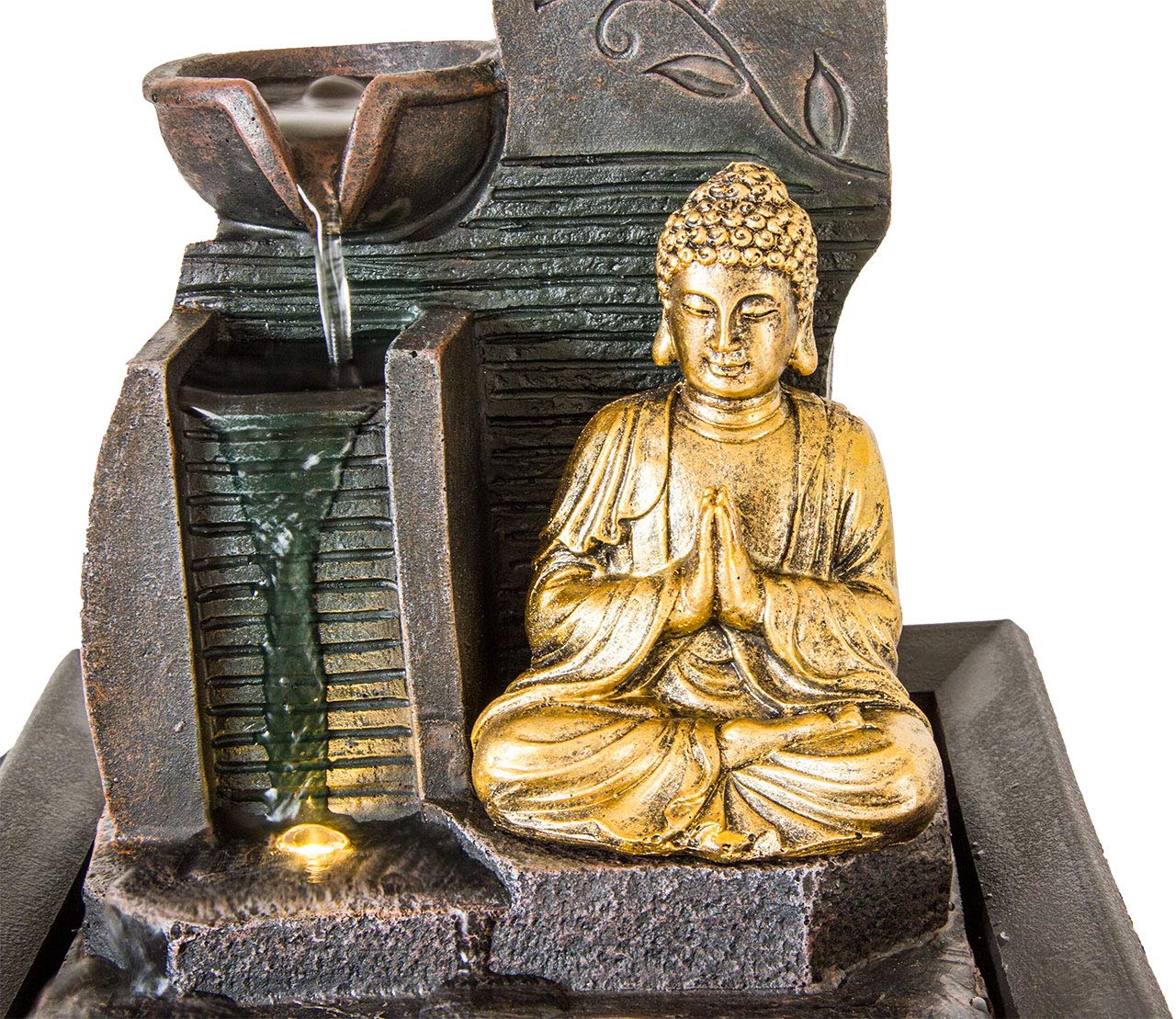 lemodo-nativ-zimmerbrunnen-buddha-mit-led-beleuchtung-und-pumpe-polyresin-dunkel image 4