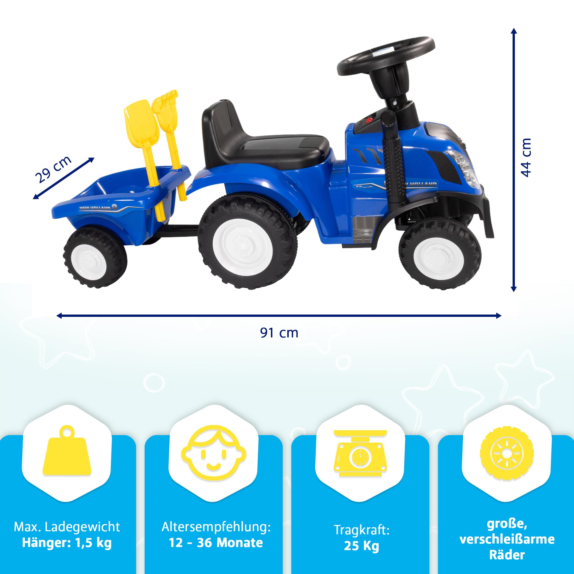 lemodo-new-holland-kindertraktor-rutschauto-ab-1-jahr-mit-anh-nger image 3
