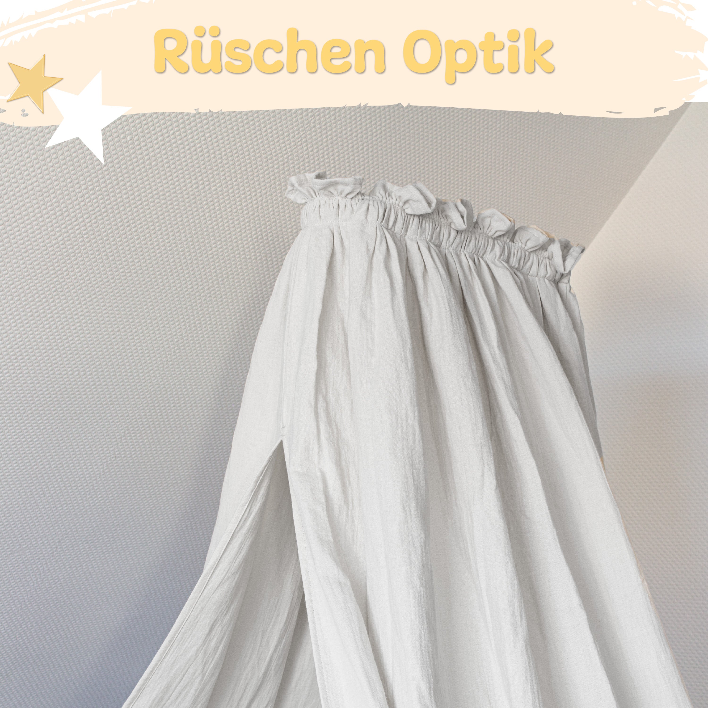 babykajo-betthimmel-musselin-130-cm-creme-hellgrau-3-varianten image 4