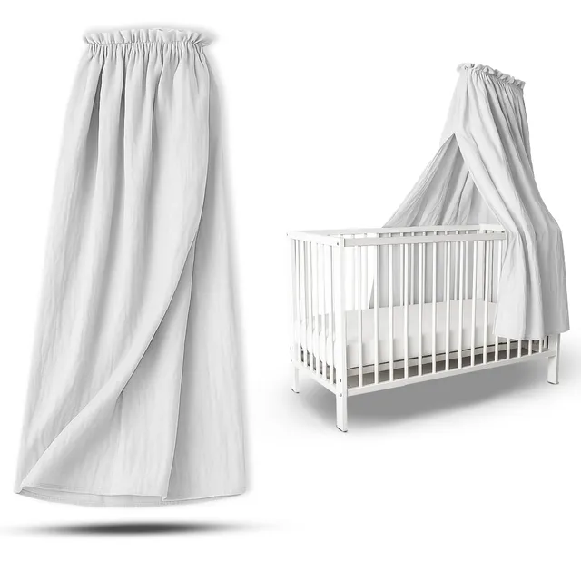 babykajo-betthimmel-musselin-130-cm-creme-hellgrau-3-varianten image 1