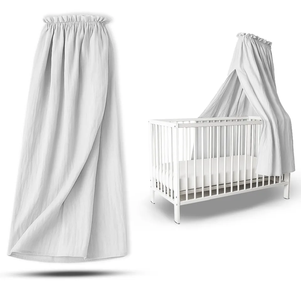 babykajo-betthimmel-musselin-130-cm-creme-hellgrau-3-varianten image 1
