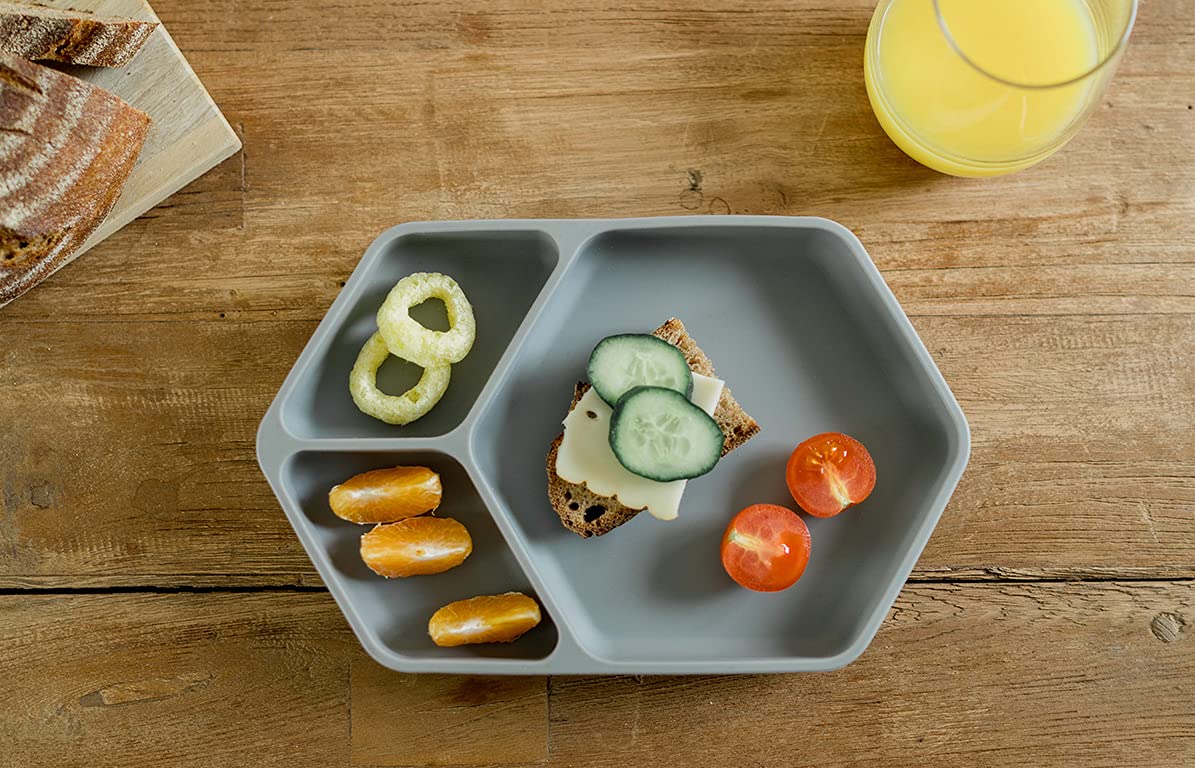 kindsgut-babyteller-silikon-mit-saugnapf-3-f-cher-dunkelgrau image 3