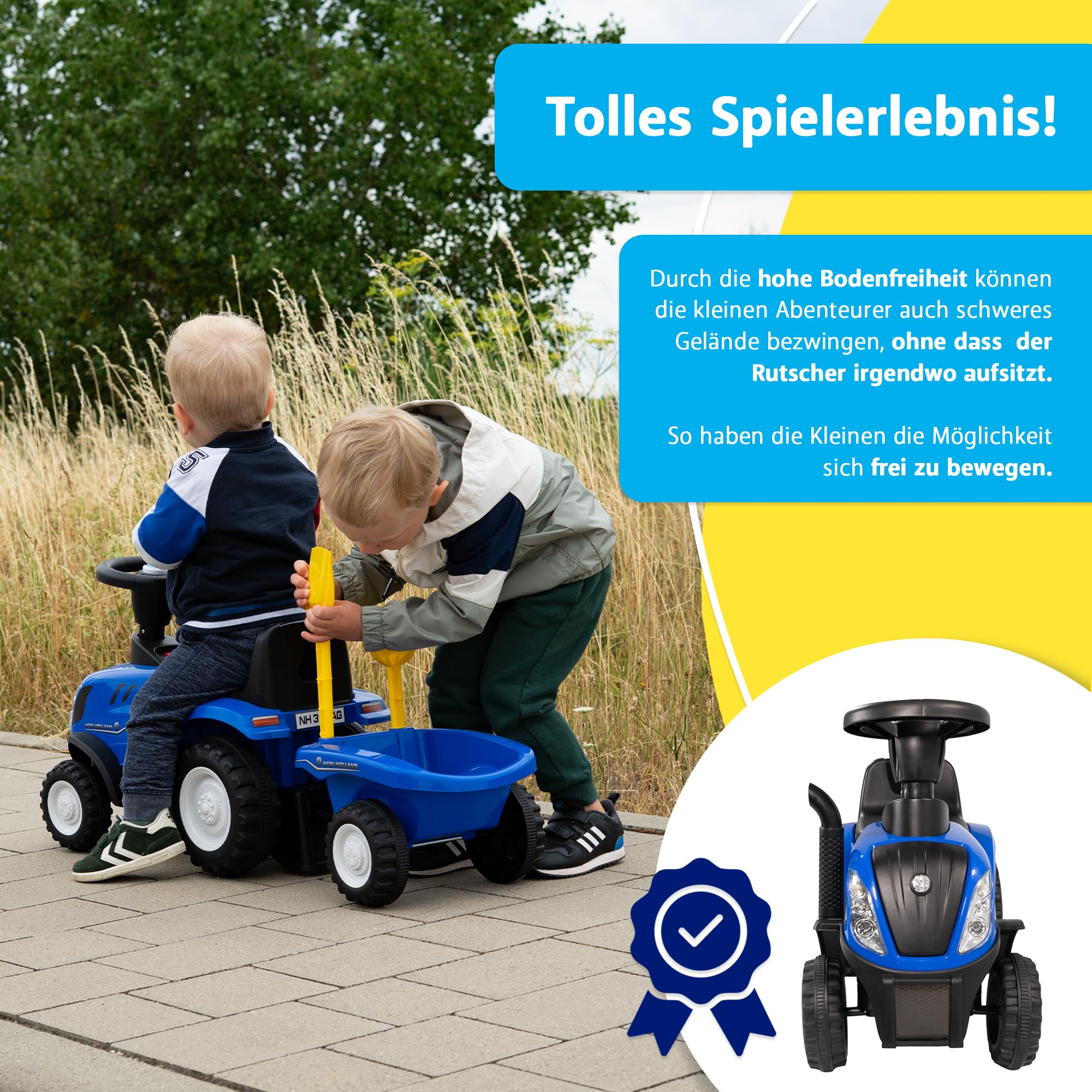lemodo-new-holland-kindertraktor-rutschauto-ab-1-jahr-mit-anh-nger image 2