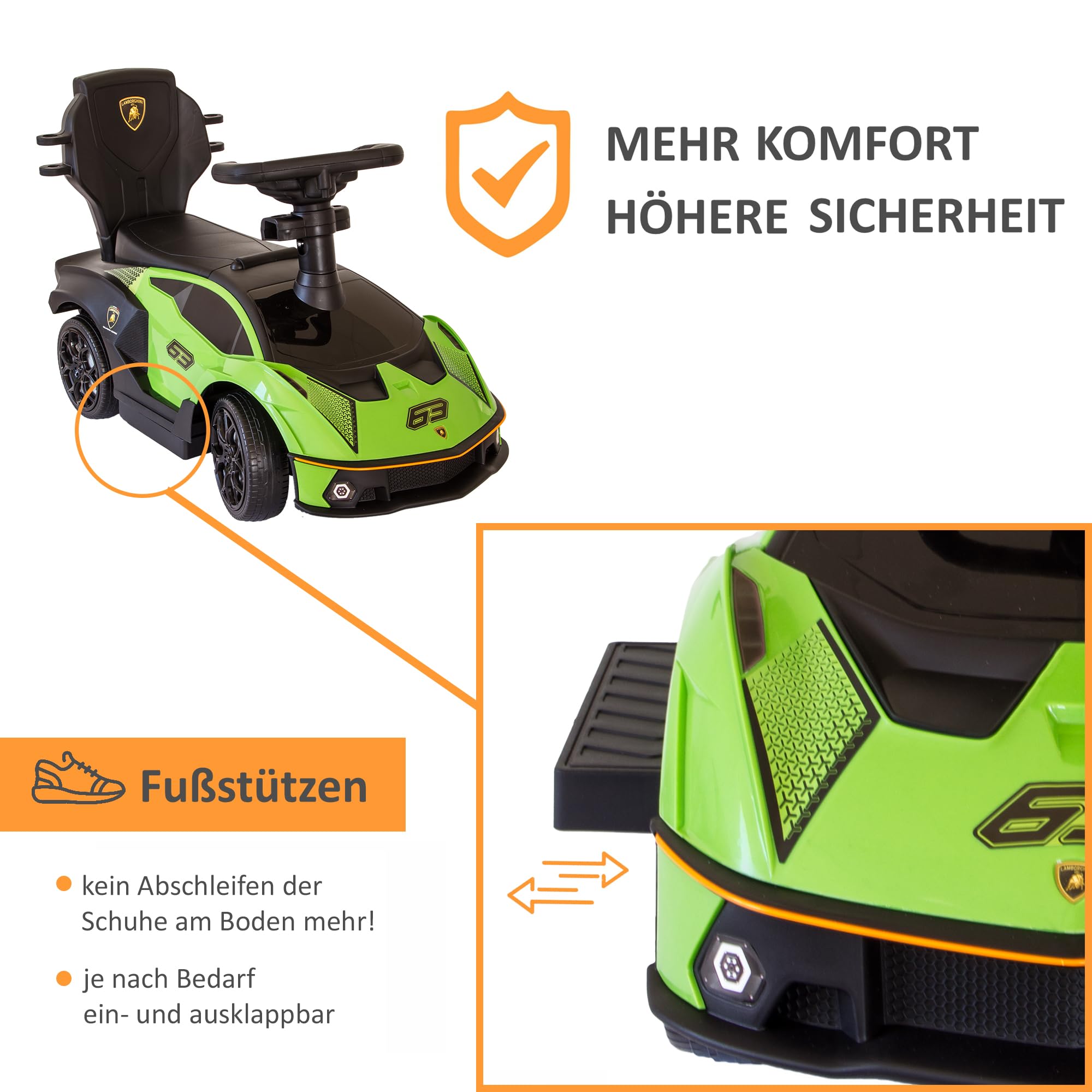 lemodo-rutschauto-lamborghini-essenza-gr-n-mit-schiebstange-ab-1-jahr image 5