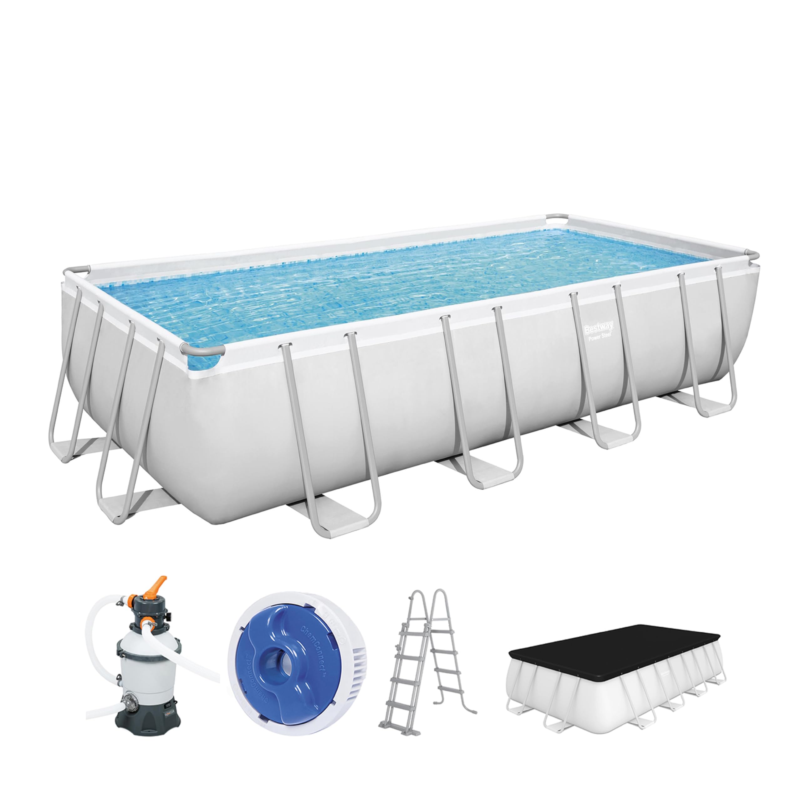 lemodo-bestway-power-steel-frame-pool-set-eckig-488x244x122cm-mit-sandfilteranla image 1