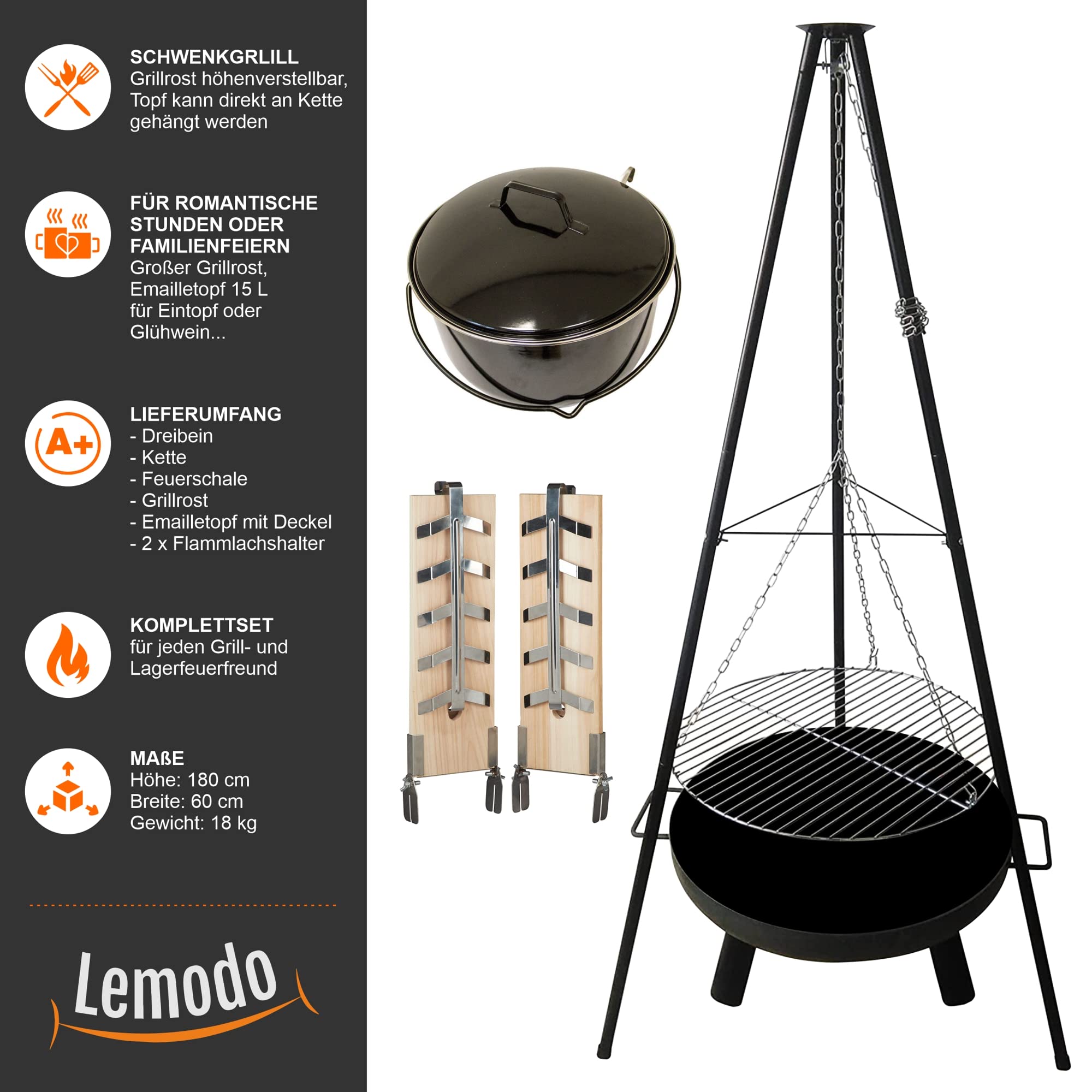 lemodo-schwenkgrill-holzkohlegrill-mit-feuerschale-4-in-1 image 2