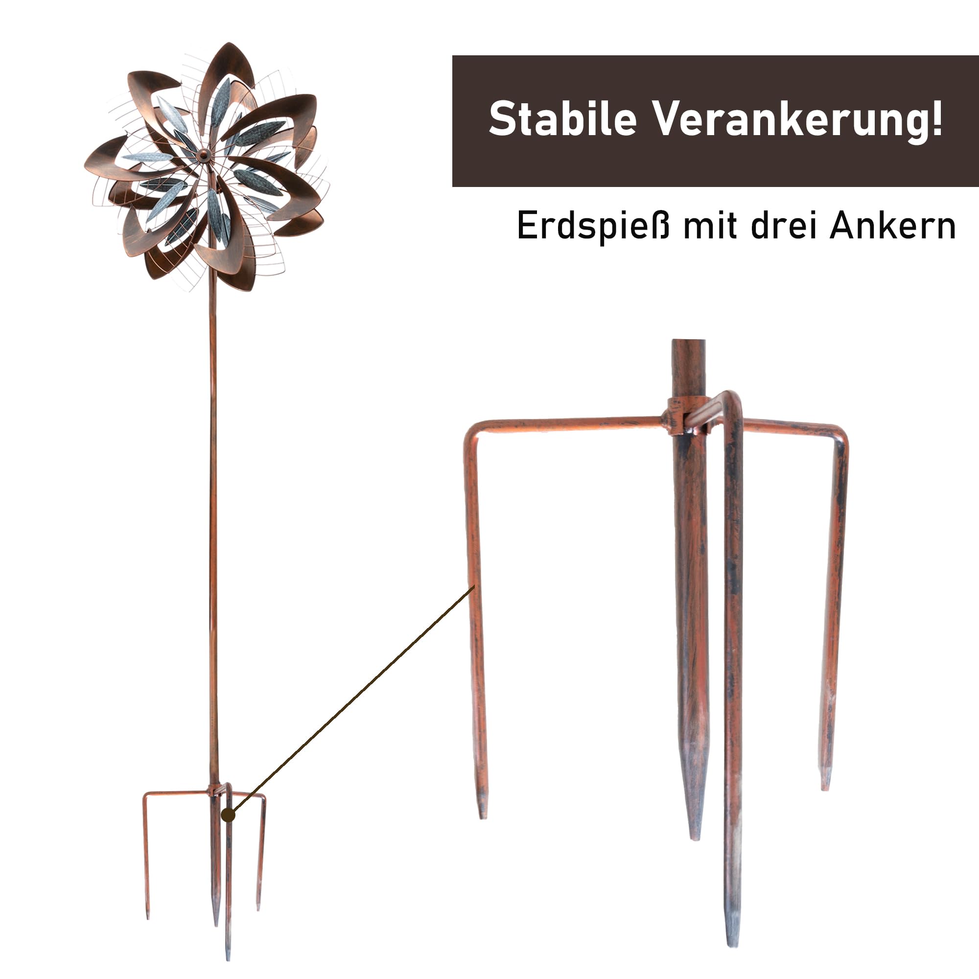 lemodo-windrad-dandelion-kupferoptik-213-cm-gartenstecker image 5
